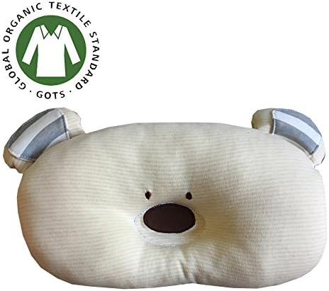 Organic Cotton Baby Pillow for Flat Head Syndrome (Plagiocephaly) Prevention—Natural Elements Organic Babywear Protective Pillow for Newborns—Compact Design