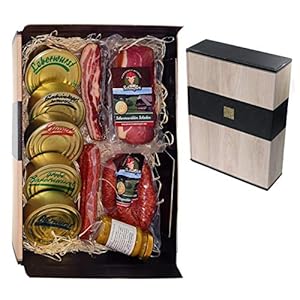 Schwarzwald Metzgerei – Geschenkset „Dosenwurst und meehr“ mit verschiedenen Wurtsspezialitäten, Altbadischem Senf, Schinken und Speck – 10-teilig