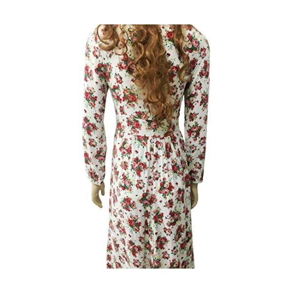 Feite-Fashion-Women-Retro-Print-Floral-V-Neck-Long-Sleeve-Evening-Party-Dress