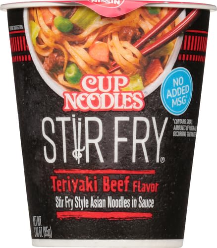NISSIN CUP NOODLES STIR FRY NOODLES IN SAUCE, TERIYAKI BEEF, 3 OUNCE (PACK OF 1)