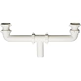 Plumb Pak PP930W Center Waste Outlet with Baffle Tee, 1-1/2 in Inlet, Slip Joint/Direct Connect, Plastic, 16", No Color