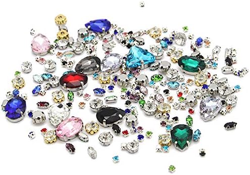 50g/lot 3-19mm Multiple Styles Crystal Glass Sew On Rhinestone with Claw (Style 1)