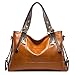 Color Scissor Womens PU Leather Smooth Roomy Shoulder Bag Crossbody Handbags Brown