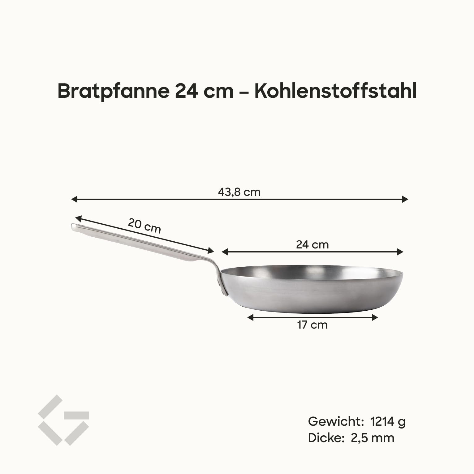 Gastrotools Carbonstahl Bratpfanne 24cm, natürliche Antihaft-Oberfläche ohne PFAS, Ofenfest bis 650°C, CoolGrip Griff, geeignet für Induktion, Gas, Keramik & offenes Feuer, Hergestellt in Italien 5