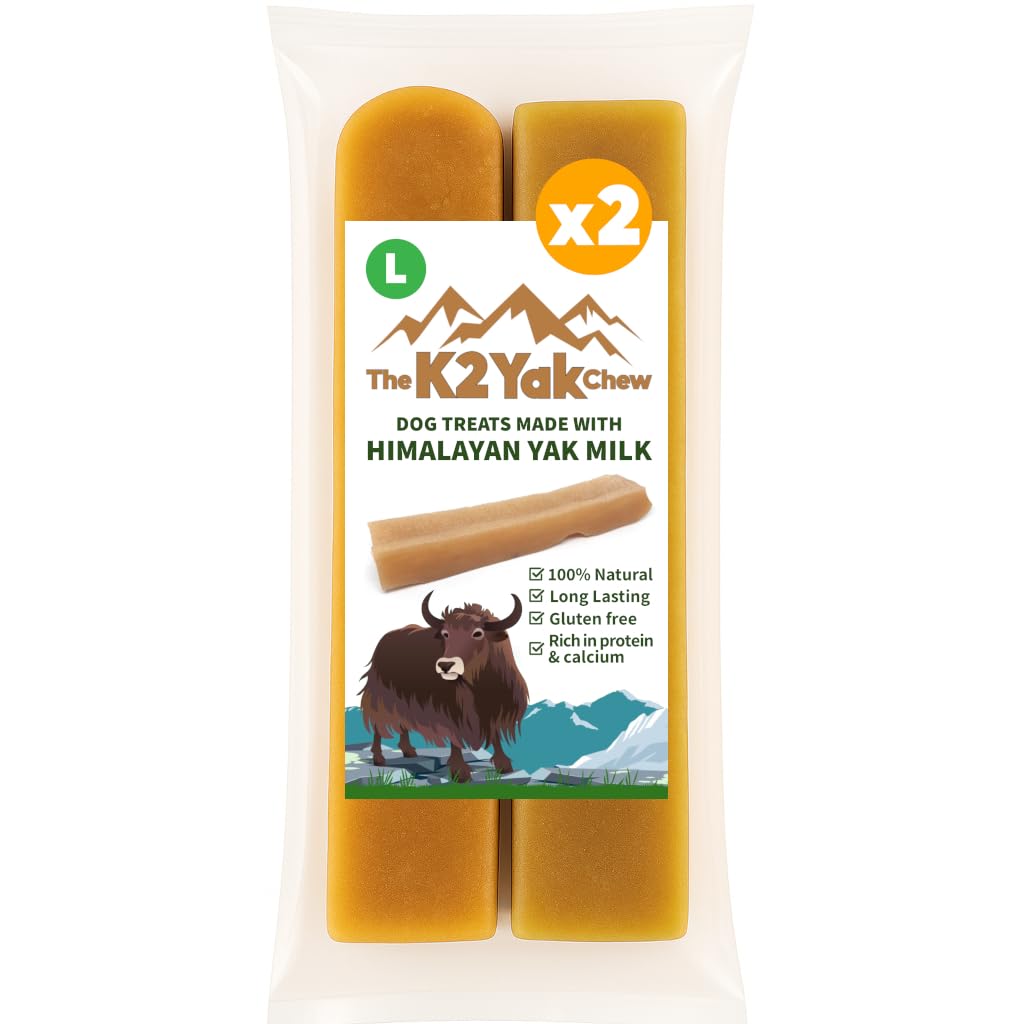 K2 Yak Chews Original Himalayan Dog Treat – Natural Yak Milk Chew, Extra Long Lasting Dental Stick for Large Dogs & Strong Chewers, Vegetarian, Gluten & Grain Free (100–120g, Pack of 2) — image 1