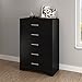 South Shore Gramercy 5-Drawer Dresser, Pure Black with Brushed Nickel Handles