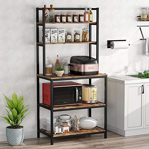Black Bakers Rack With Storage Kitchen Bakers Rack