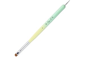 PANA Ivy-L Premium 2 Ways French Gel Acrylic Nail Art Kolinsky Brush with Dotting Tool for Professional Manicure Nail Art Design Cuticle Clean-up + Lime Green Wood Handle (Size 6)