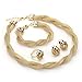 MOOCHI Africa Style Gold Plated Necklace Earrings Bracelet Ring Jewelry Set (Golden)