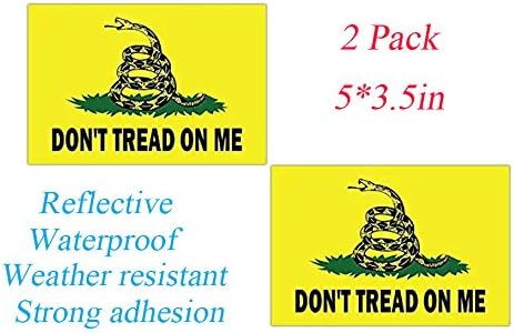 Reflective Don't Tread On Me Decals, TOWEE Gadsden Dont Tread On Me Heavy Duty Decal Stickers for Car, Jeep, SUV,Truck, ETC. (5x3.5 Inch)