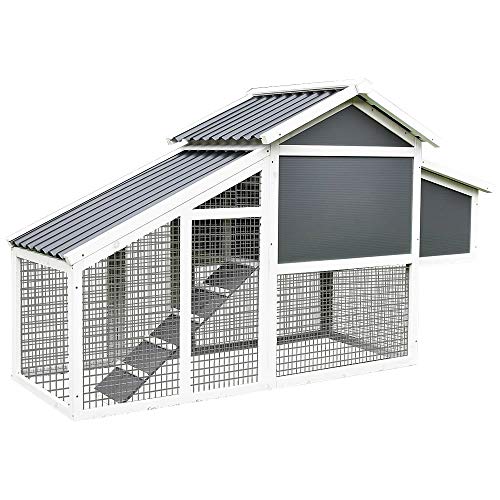 Melko Hühnerstall mit Wellplatten Dach Hühnerhaus Geflügelstall Legenest Hühnervoliere Grau – Bild 6