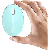 TENMOS Mini Rechargeable Wireless Mouse, 2.4GHz Optical Travel Mouse Silent Wireless Computer Mice with USB Receiver, Auto Sleeping, 3 Buttons, 1000 DPI for Laptop, PC, Mac (Green)