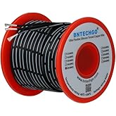BNTECHGO 20 Gauge Silicone Ribbon Cable Flexible 3P Black 50 ft Flat Cable 20 AWG Stranded Tinned Copper Wire