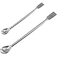 Lind Kitchen 2PCS 20cm/30cm Stainless Steel Lab Spoon Spatula Laboratory Sampling Spoon Mixing Spatula (One Spoon Side and One Shovel Side), Experiment Equipment