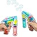 Kidsco Bubble Gun Blower Machine - Pack of 2 Light Up LED Transparent Blaster - for Kids, Playing, Outdoors, Indoors, Gifts, and Party Favors - 1 Bubble Solution and Batteries Included