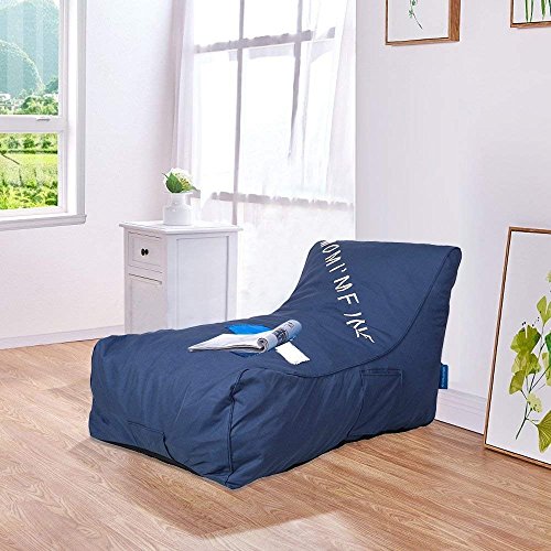 Livebest Bean Bag Chair - Floor Chair Couch Lazy Lounger Memory Foam Sofa with Dirt-Proof Oxford Fabric&Side Pocket for Kids Age 2 and Up,MOM I'm FINE,Sea Blue