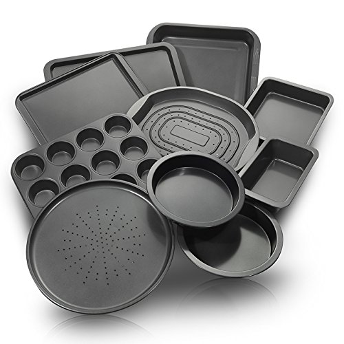 ChefLand 10-Pc. Nonstick Bakeware Set |Premium Baking Sheets, Baking Pans, Roasting Pan, Pizza Pan, Crisper Pan, Cake Pans & More | Durable Carbon Steel Baking Set | Prime Housewarming & Wedding Gift