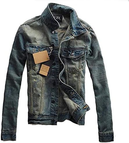 Men's Denim Jacket Style Lapel Slim Hole Jacket