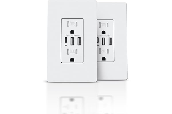 TOPELER USB Outlet Receptacle, 3-Port USB C Wall Outlet, 30W 6.0A USB Charging Power Outlet, 15 Amp Tamper-Resistant Receptac