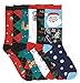 I&S 6 Pairs Christmas Socks, Printed Fun Colorful Festive, Crew Sock Women Colorful Fancy Design Soft (Christmas #1)