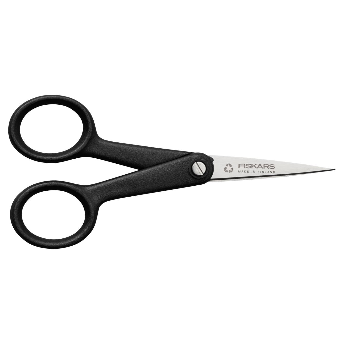Fiskars ReNew manual shears, length: 12.4 cm, recycled stainless steel/recycled plastic, functional shape, black, 1074541
