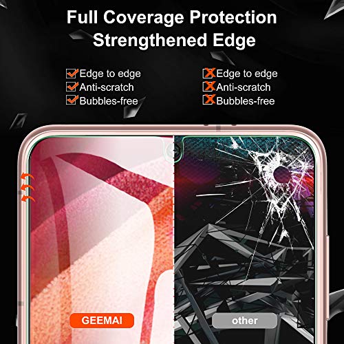GEEMAI Verre Trempé Compatible avec Samsung Galaxy S21, 3 Pièces Verre Trempé et 2 Pièces Caméra Arrière Protecteur,Haute Transparence sans Bulles Film Protection Écran.