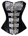 Charmian Women's 12 Spiral Steel Bones Steampunk Vintage Faux Leather Zipper Overbust Corset Zipper-black XXX-Large