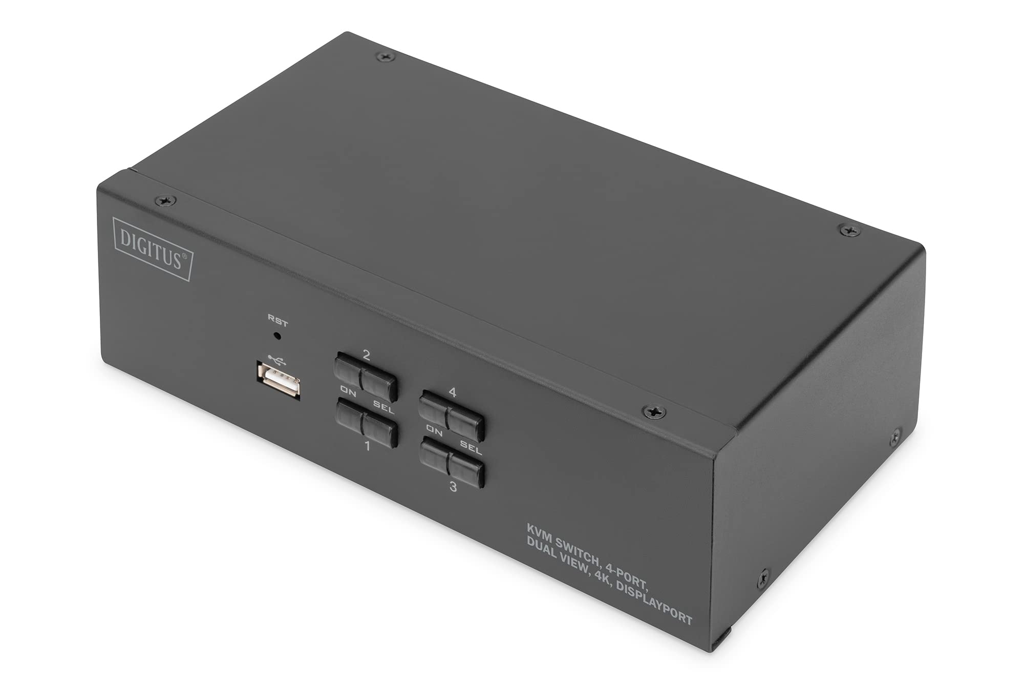 Digitus 4-port DisplayPort Dual View HD resolution 4k@60HZ, 8X DP, 4X USB-B, 4X audio combination jack