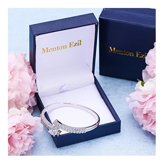 Menton-Ezil-Love-Encounter-Swarovski-Crystals-Bangle-Bracelets-White-Gold-Plated-Adjustable-Hinged-Jewelry Menton-Ezil-Love-Encounter-Swarovski-Crystals-Bangle-Bracelets-White-Gold-Plated-Adjustable-Hinged-Jewelry