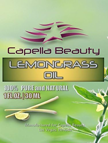 Lemongrass oil – moisturizes and tightens skin (anti-cellulite), antidepressant, uplifts mood (diffuser), fights fungal infections, great insect repellent, natural deodorant from Capella Beauty, 1oz