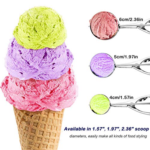Cookie Scoop Set 3 PCS Stainless Steel Ice Cream Scoop Trigger Include small size (1.58 inch), medium size (1.97 inch), large size (2.37 inch), Melon Scoop (cookie scoop) - Thumbnail 2