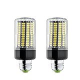 Bogao 2-Pack 15W E26/E27 156 LED 5736 SMD LED Corn Bulb,Replacement Incandescent Bulbs,White light 6000K,1300 Lumens, Energy Saving Home Light Bulbs Lamp with Cover(No-Dimmable)