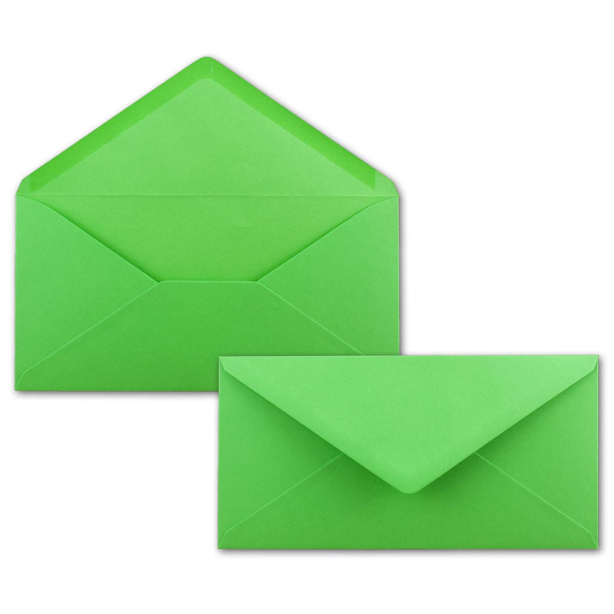 Gummed Envelopes | DL Format 110 x 220 mm | Completely Coloured Paper | Postal Envelopes without Window | Ideal for Christmas, Greetings & Invitation Cards | FarbenFroh Series 50 Umschläge light green