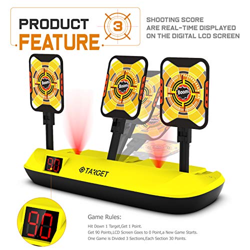 UWANTME Digital Targets for Shooting Compatible with Nerf Guns-Electronic Scoring Auto Reset 3 Targets for Kids - Thumbnail 4