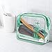 ANRUI Clear Makeup Bags, 3 Pack Quart Size Travel Bag, TSA Approved Toiletry Bag, Clear Travel Bags for Toiletries Carry on Lakeblue