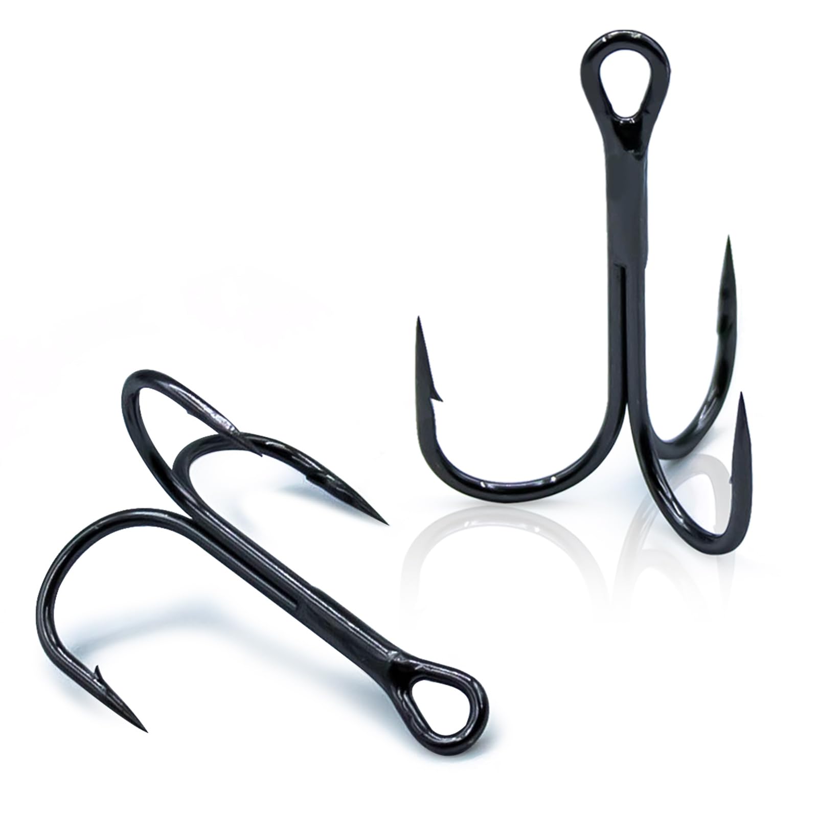 9KM DWLIFE Treble Fishing Hooks 50pcs,Triple Hooks High Carbon Steel Brabed Sharp,Replacement Fishing Hooks on Hard Lures for Freshwater Saltwater(Size 4#)