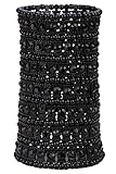 YACQ Jewelry Women's Multilayer Crystal Wide Stretch Cuff Bracelet 7 Row
