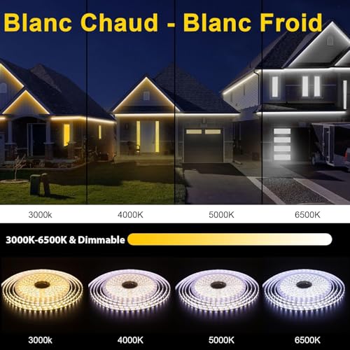 TENDIST LED Strip Outdoor Warm White to Cool White Dimmable LED Strip Lights Alexa Compatible WiFi App Remote Control 24V IP67 Waterproof for Kitchen Patio (15M) | LED Lighting, Indoor Use