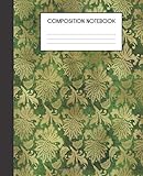 Composition Notebook: Faux Golden Floral Flower Pattern College Ruled Notebook Lined School Journal