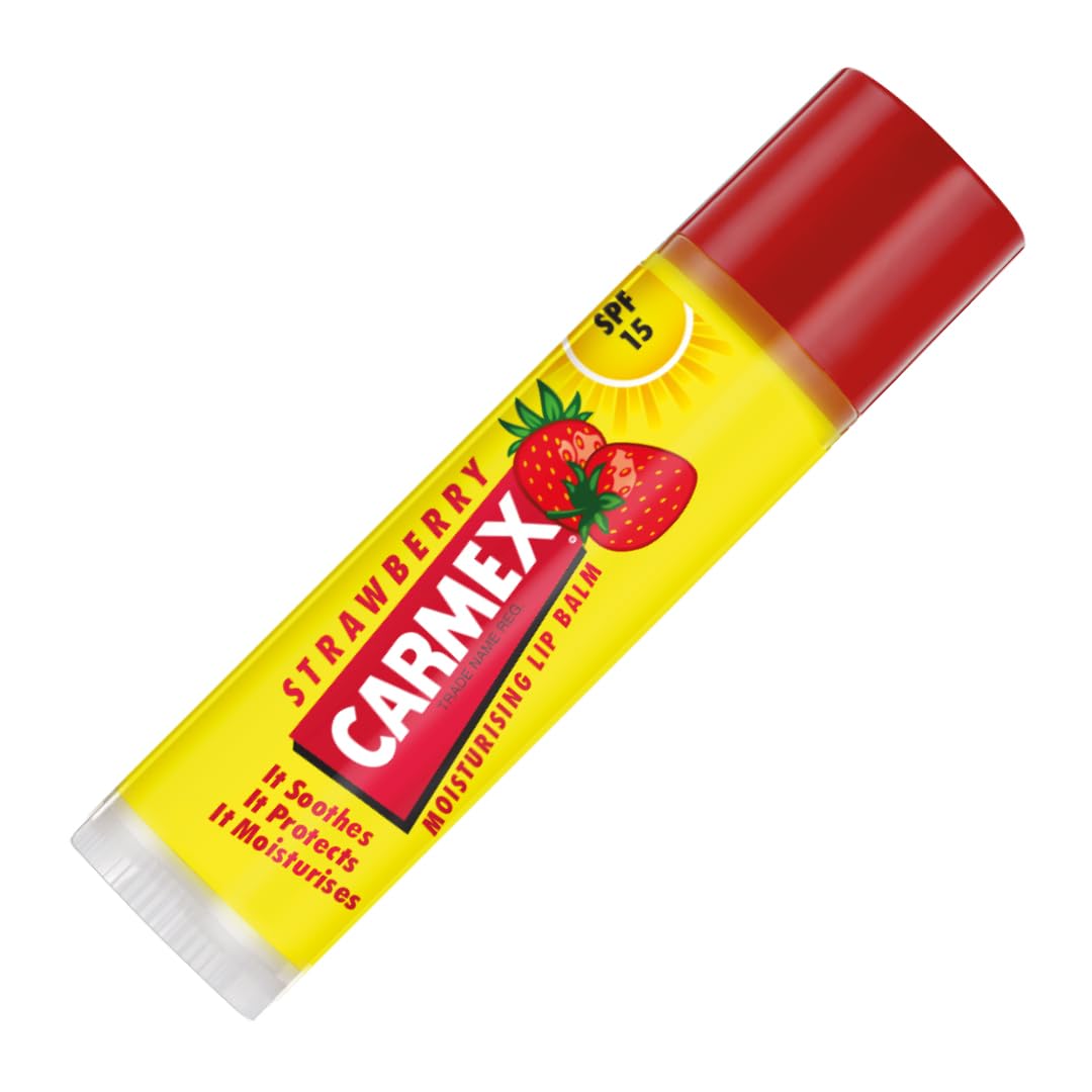 Carmex Strawberry Moisturising Lip Balm Stick for Soft, Protected Lips with SPF 15 (4.25 gm - Pack of 1) — image 1