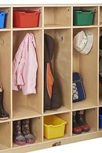 ECR4Kids Birch School Coat Locker for Toddlers and Kids, 5-Section, Natural