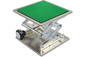 JPYXKM Stainless Steel Lab Jack with Rubber Pad, Stand Table Lift Laboratory Mini Scissor Stand Platform ((8" x 8", 15kg / 33b))