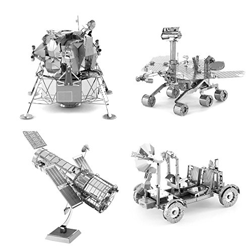 51uL ElZ6sL Set of 4 Metal Earth 3D Laser Cut Models: Hubble Telescope - Apollo Lunar Rover - Apollo Lunar Module - Mars Rover