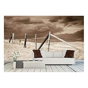 Dramatic Sky on Rural Grasslands, Colorado, United States, Sepia Version - Removable Wall Mural | Self-Adhesive Large Wallpaper - 66x96 inches