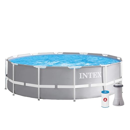 Intex 366x99 Prisma Frame Piscina Fuoriterra Rotonda Grigio