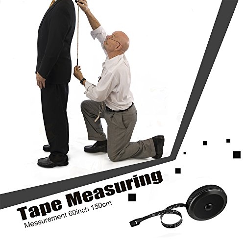 3 Pack Tape Measure 150 cm 60 Inch Push Button Tape Body Measuring Soft Retractable for Sewing Double-Sided Tailor Cloth Ruler (Black) by BUSHIBU - Thumbnail 5