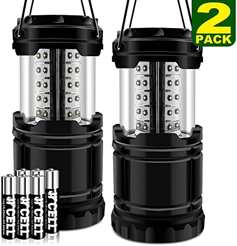 Camping Lantern, Lovin Product Portable LED Camping Lantern Flashlights; Super Bright, Battery Powered, Collapsible Lightweight Camping Lights for Hiking, Emergency, Hurricane, Power Outage (2 Pack)