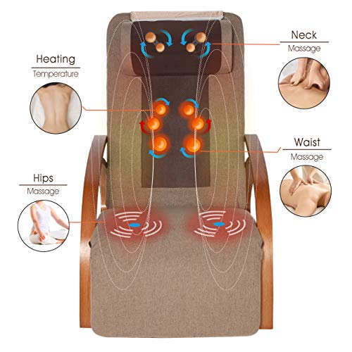 OWAYS Recliner Chair Full Back Kneading Massage Chair with Cushion, Rocking Design Recliner Chair, Adjustable Pillow, Vibrating and Heating, 6 Massage Modes, Ergonomic Design Armrests, Linen Cover - Thumbnail 2