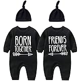 YSCULBUTOL Baby Twins Bodysuit with hat Born Together Friend Forever Baby boy Clothes Toddler Girl Clothes Baby Shower