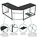 L Shaped Desk Home Office Desk Large Desk Panel. Coleshome Computer Desk Sturdy Computer Table Writing Desk Workstation, Black